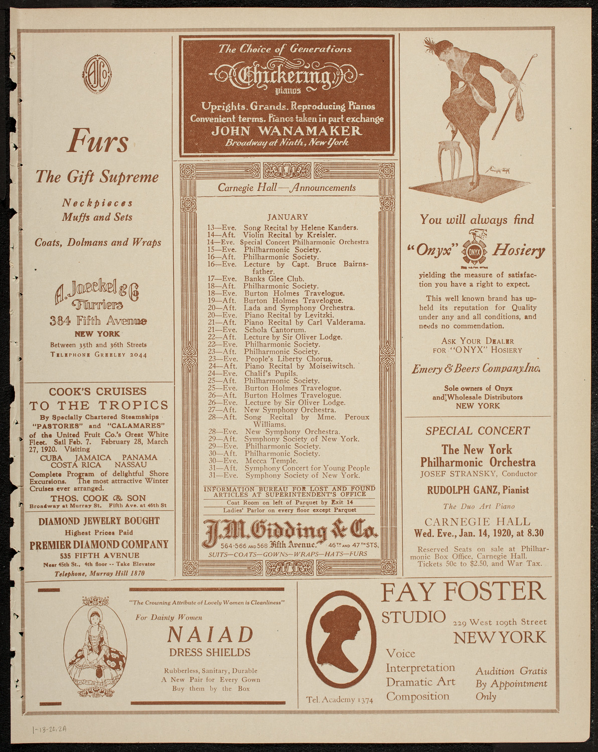 Gala Benefit Concert for New York Probation and Protective Association and Girls' Protective League, January 13, 1920, program page 3