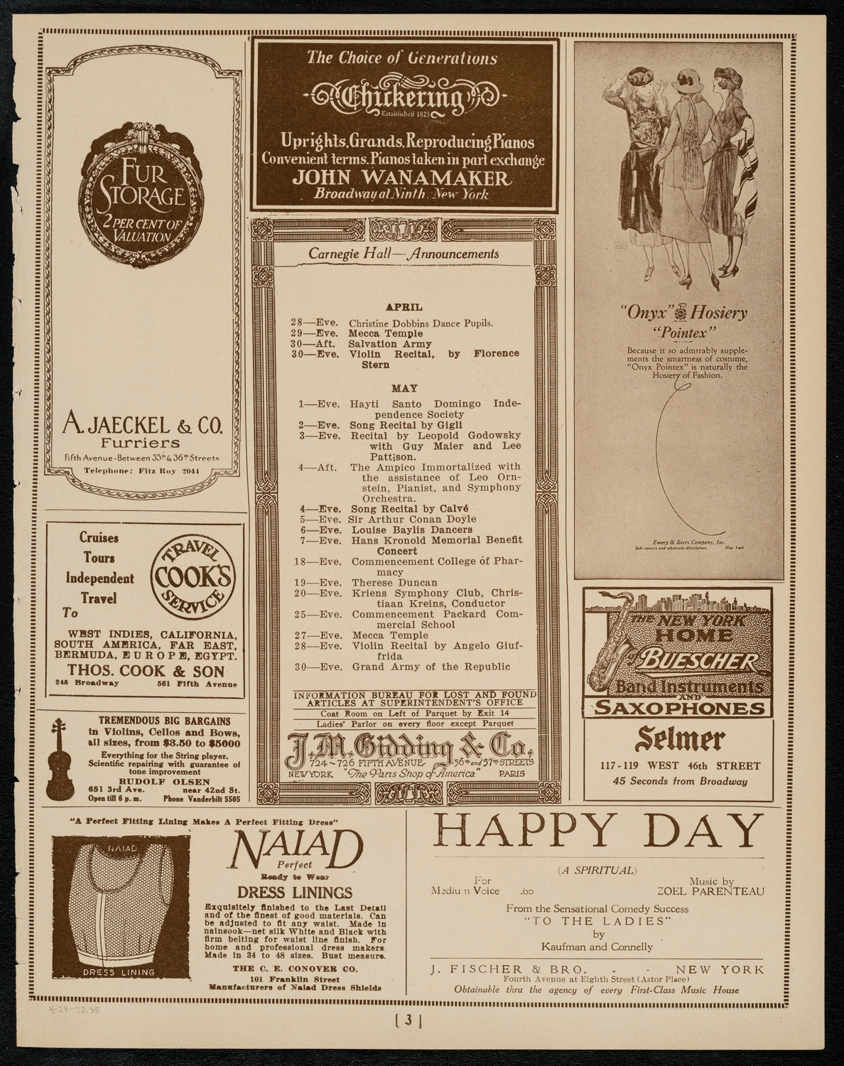 Benefit: St.Andrew's One Cent Coffee Stand Society, April 27, 1922, program page 3