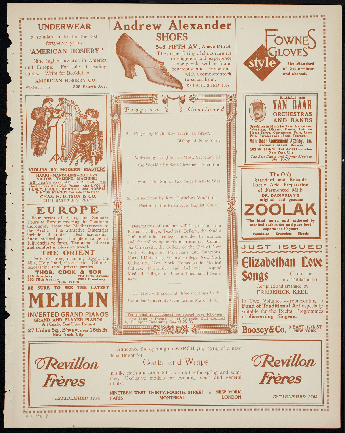 Meeting: Intercollegiate Y.M.C.A., March 3, 1914, program page 7