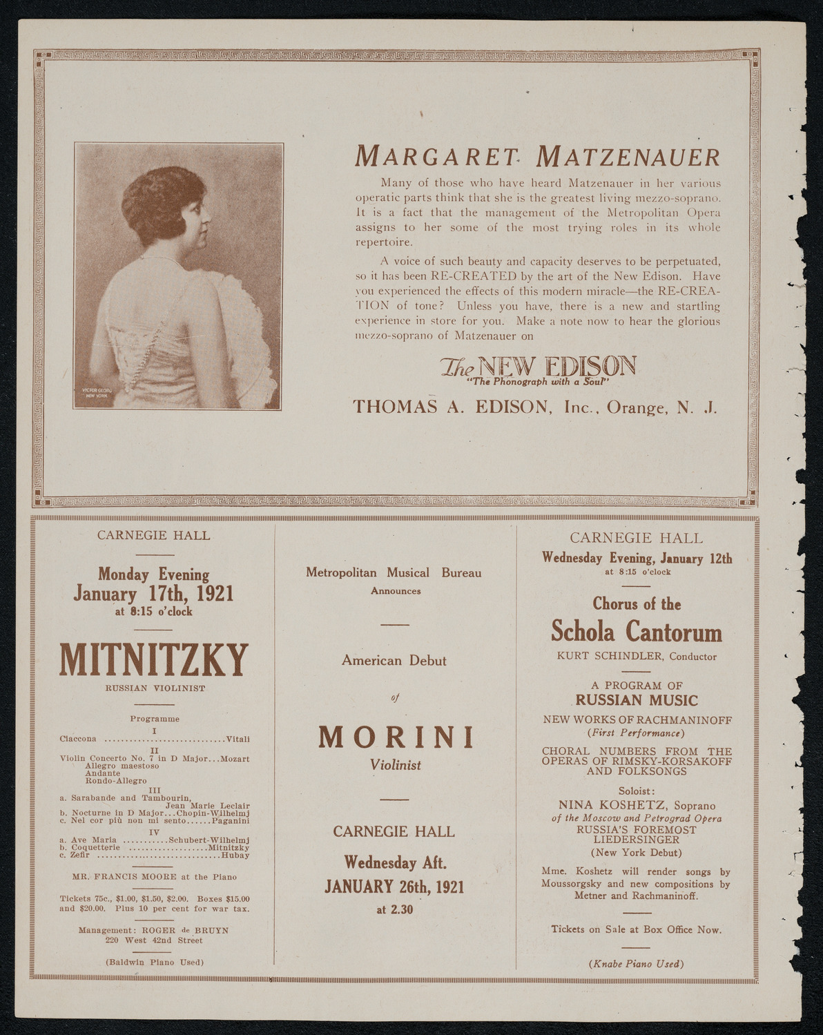 Reinald Werrenrath, Baritone, January 9, 1921, program page 2