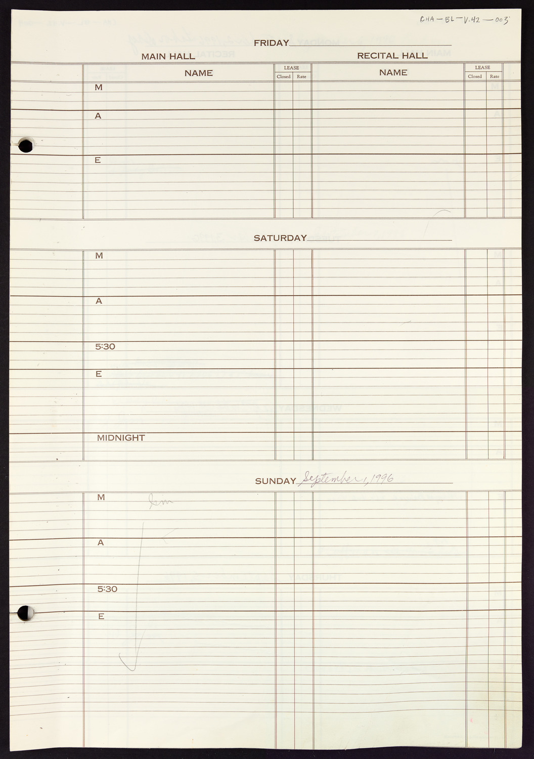 Carnegie Hall Booking Ledger, volume 42, page 3