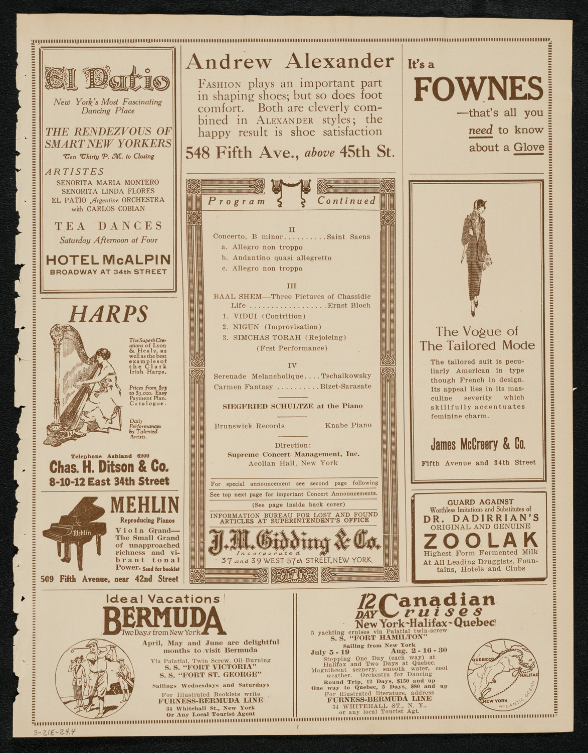 Bronislaw Huberman, Violin, March 21, 1924, program page 7
