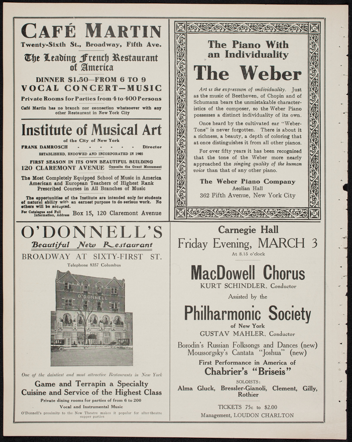 Cantors' Association of America, March 1, 1911, program page 6