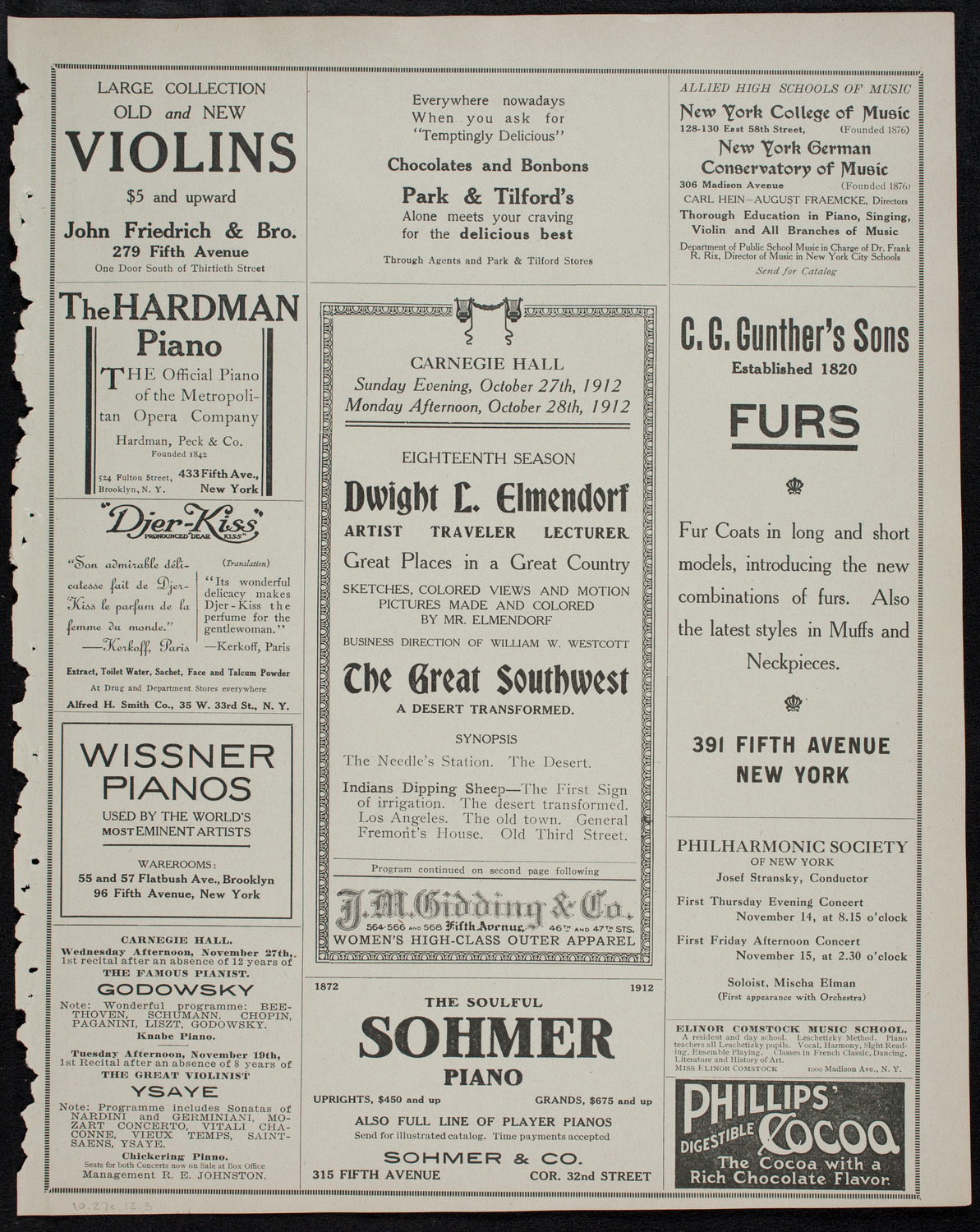 Elmendorf Lecture: The Great Southwest, October 27, 1912, program page 5