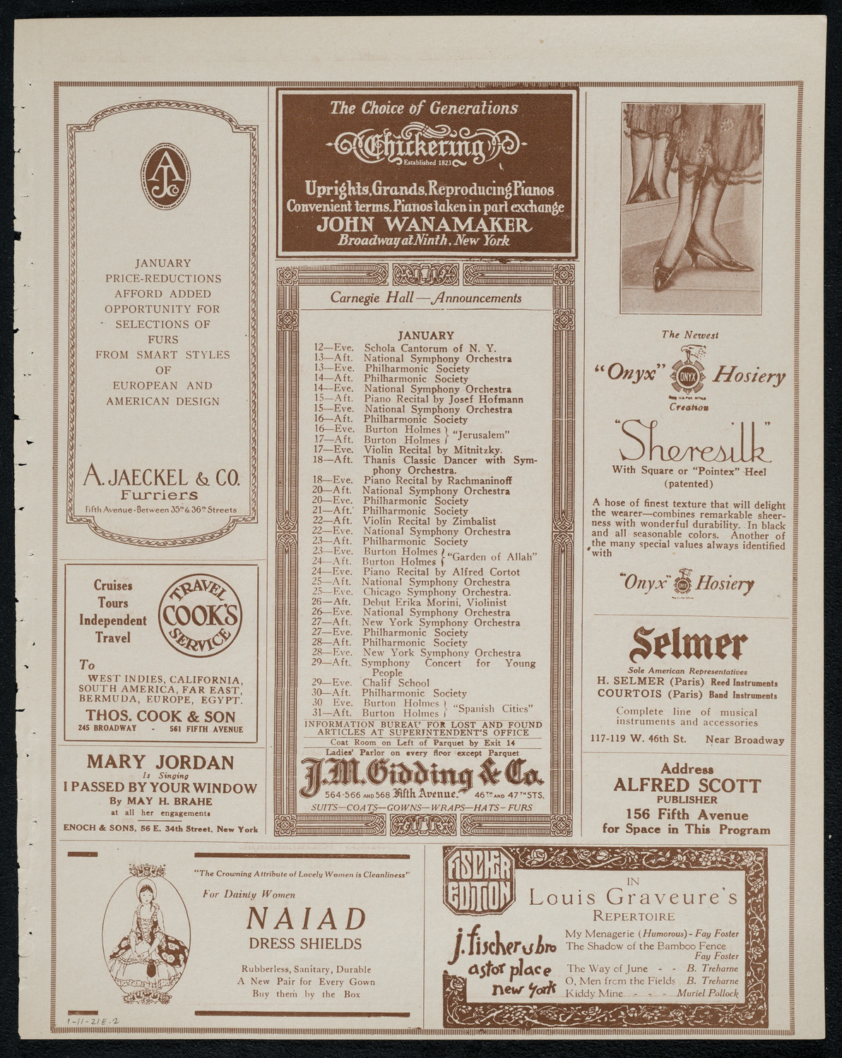 New York Banks' Glee Club, January 11, 1921, program page 3