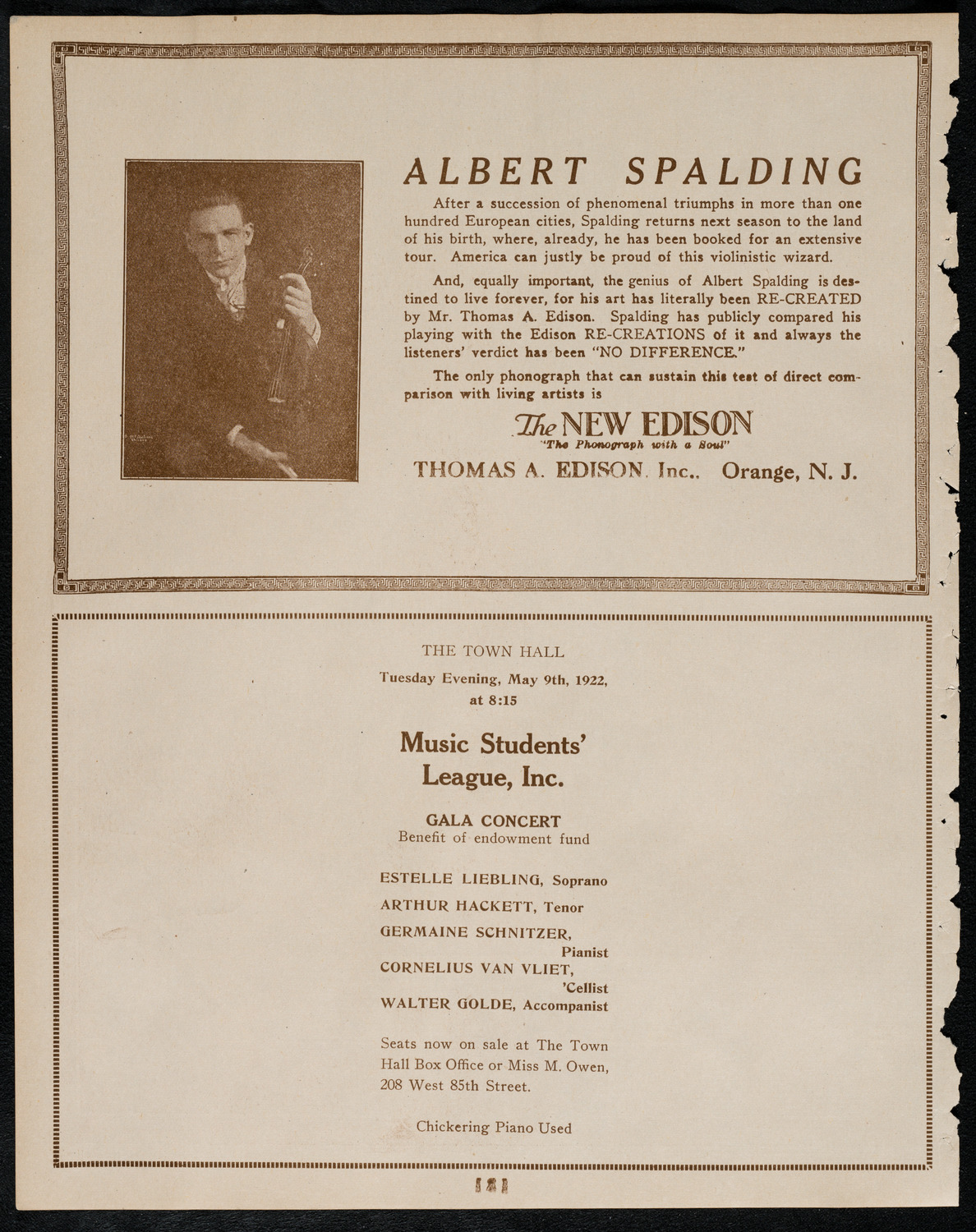 Sir Arthur Conan Doyle, May 7, 1922, program page 2
