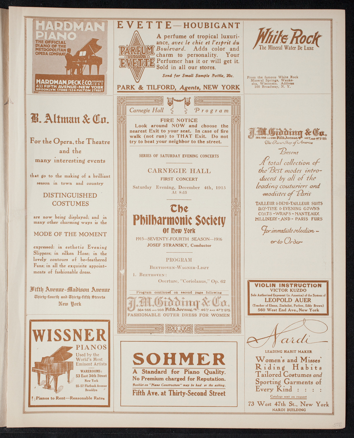 New York Philharmonic, December 4, 1915, program page 5