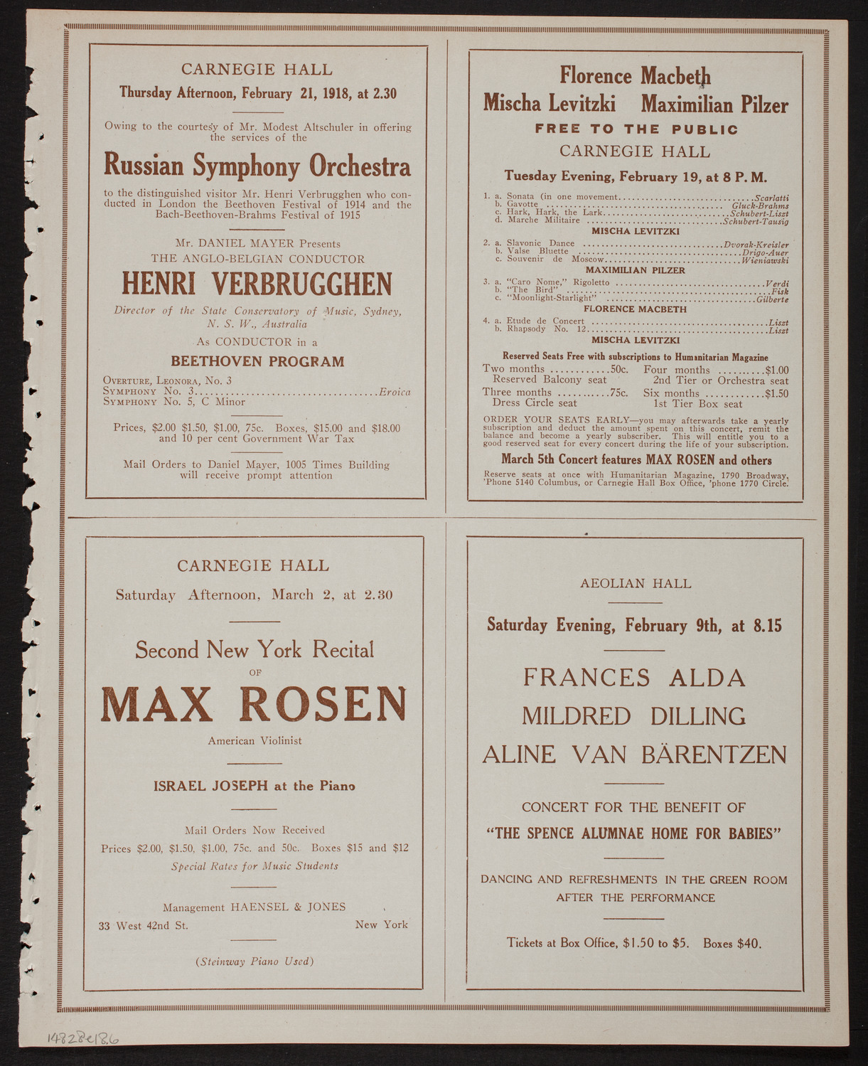 Pupils of Isadora Duncan with The Little Symphony, February 8, 1918, program page 11