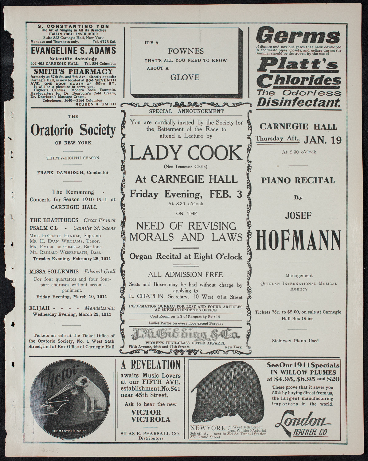 Ben Greet Players with New York Symphony Orchestra, January 2, 1911, program page 9