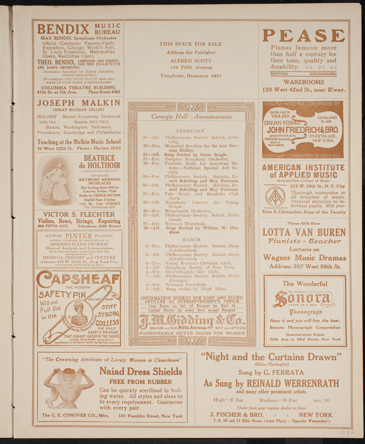 Russian Symphony Society of New York, February 19, 1916, program page 3