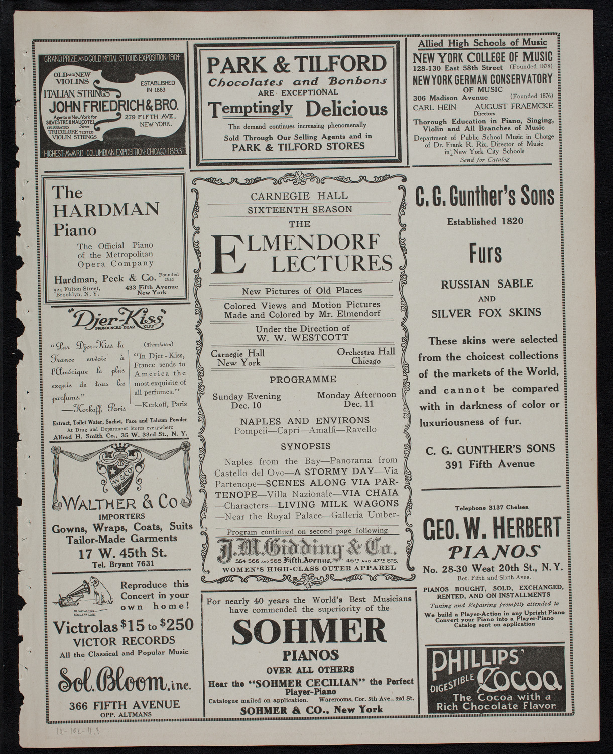 Elmendorf Lecture: Naples and Environs, December 10, 1911, program page 5