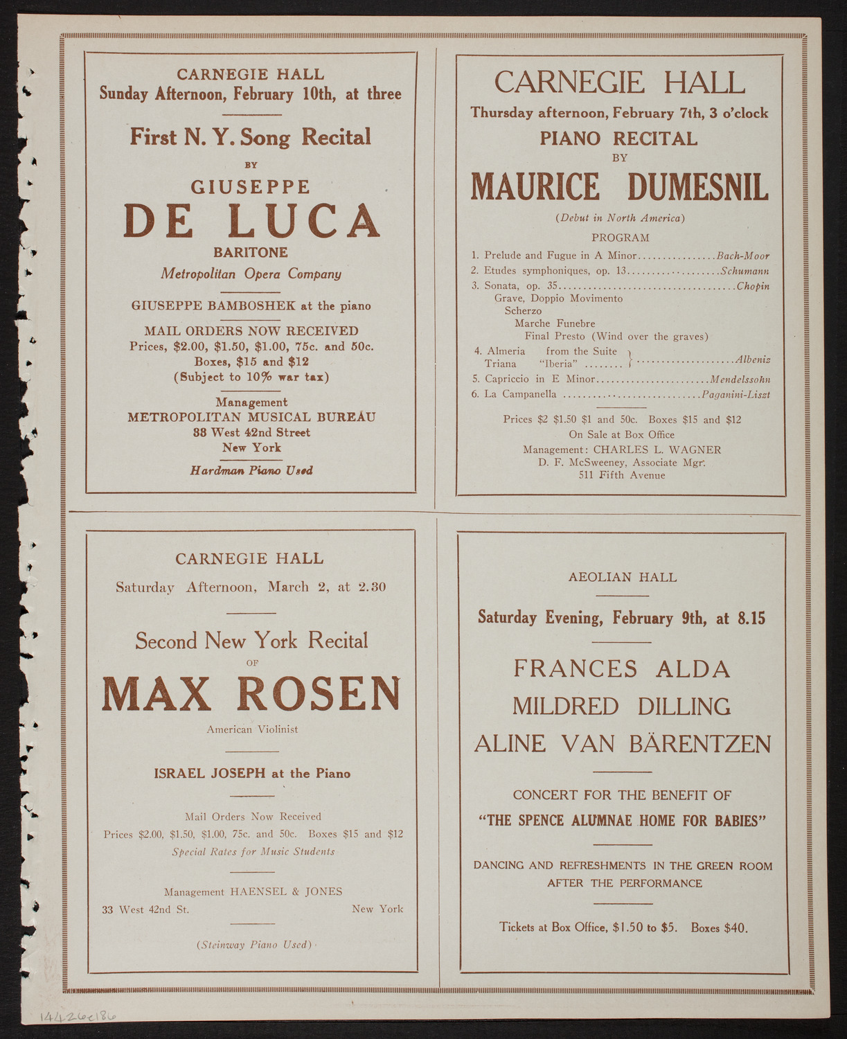 Home Symphony Concert: New York Philharmonic, February 6, 1918, program page 11