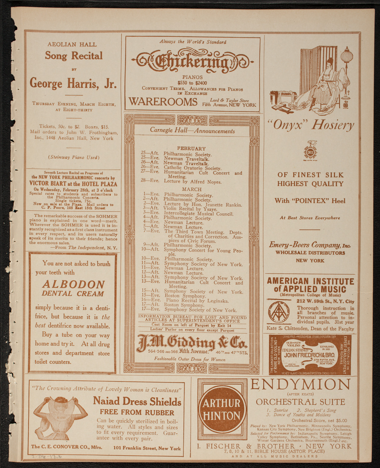 New York Symphony Orchestra, February 24, 1917, program page 3