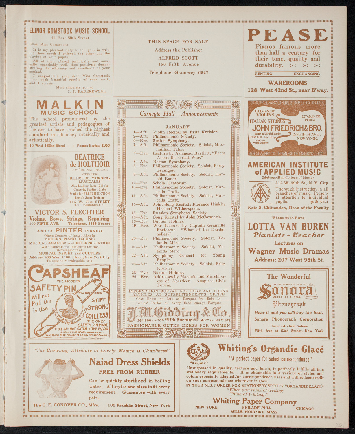 Oratorio Society of New York, December 30, 1915, program page 3