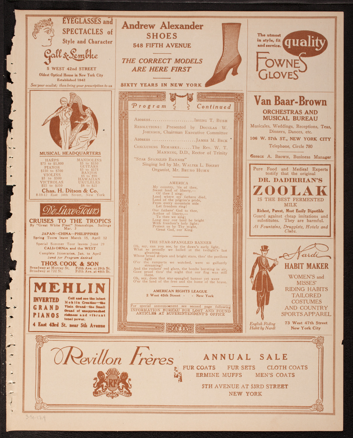 Meeting: American Rights League, March 5, 1917, program page 7