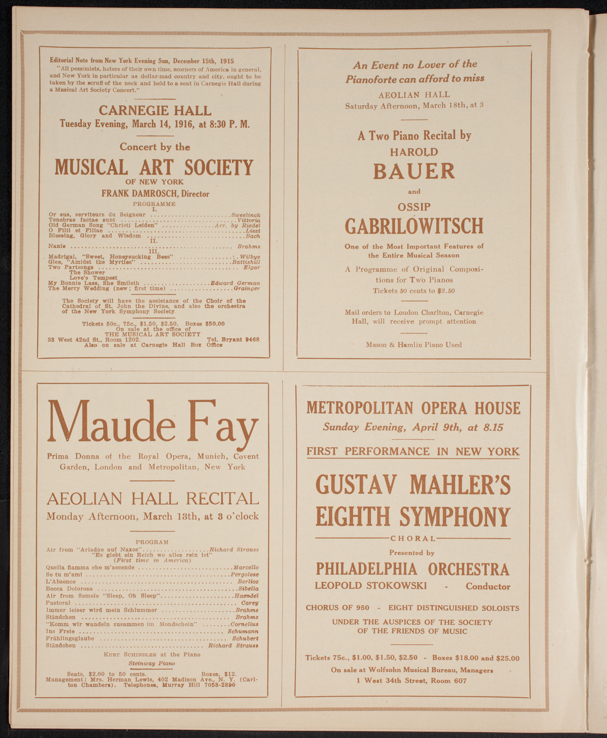 Schola Cantorum of New York, March 7, 1916, program page 10