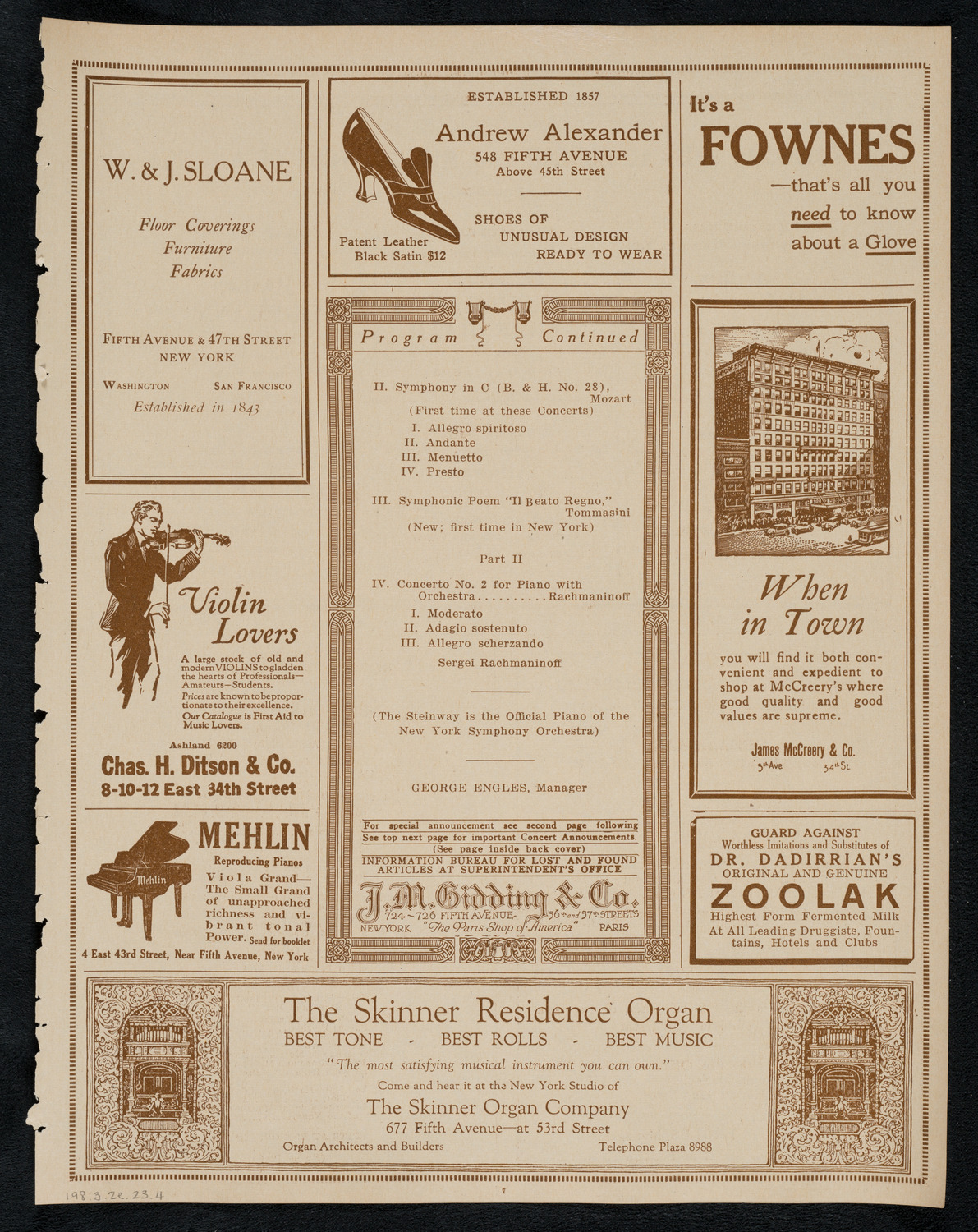 New York Symphony Orchestra, March 2, 1923, program page 7