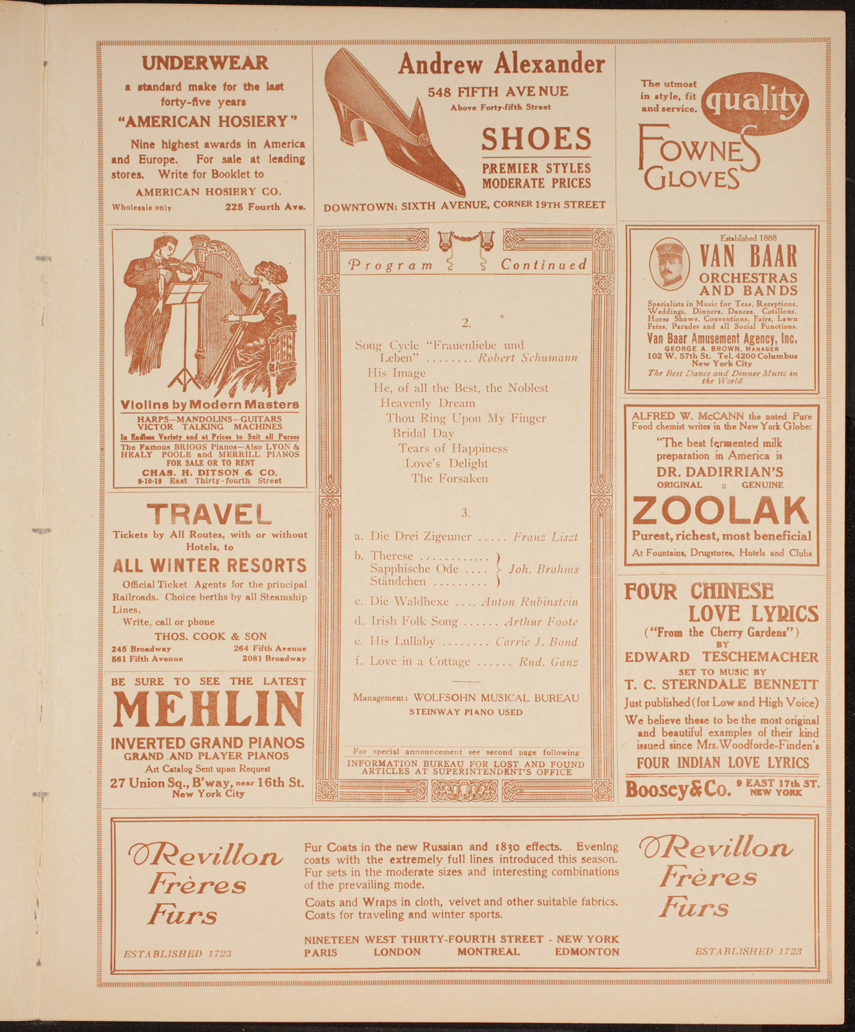 Ernestine Schumann-Heink, Mezzo-Soprano, November 17, 1914, program page 7