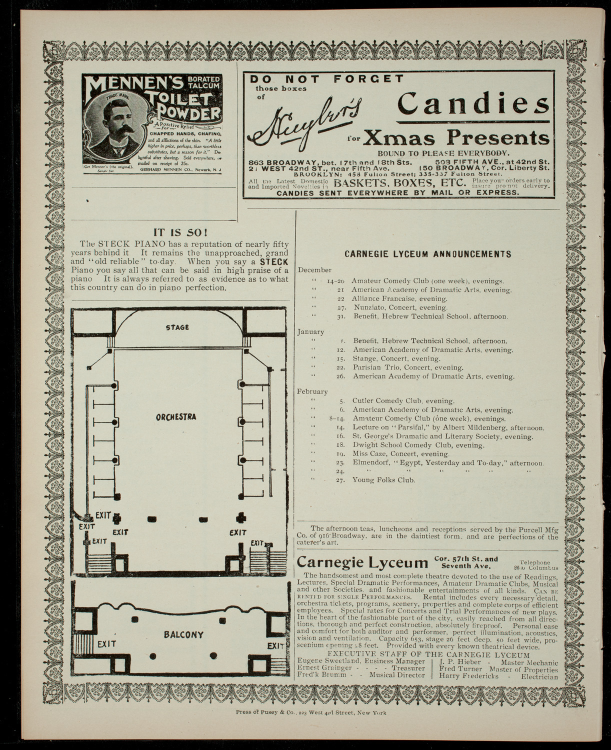 Florence Traub and Virgil Piano School Students, December 19, 1903, program page 4