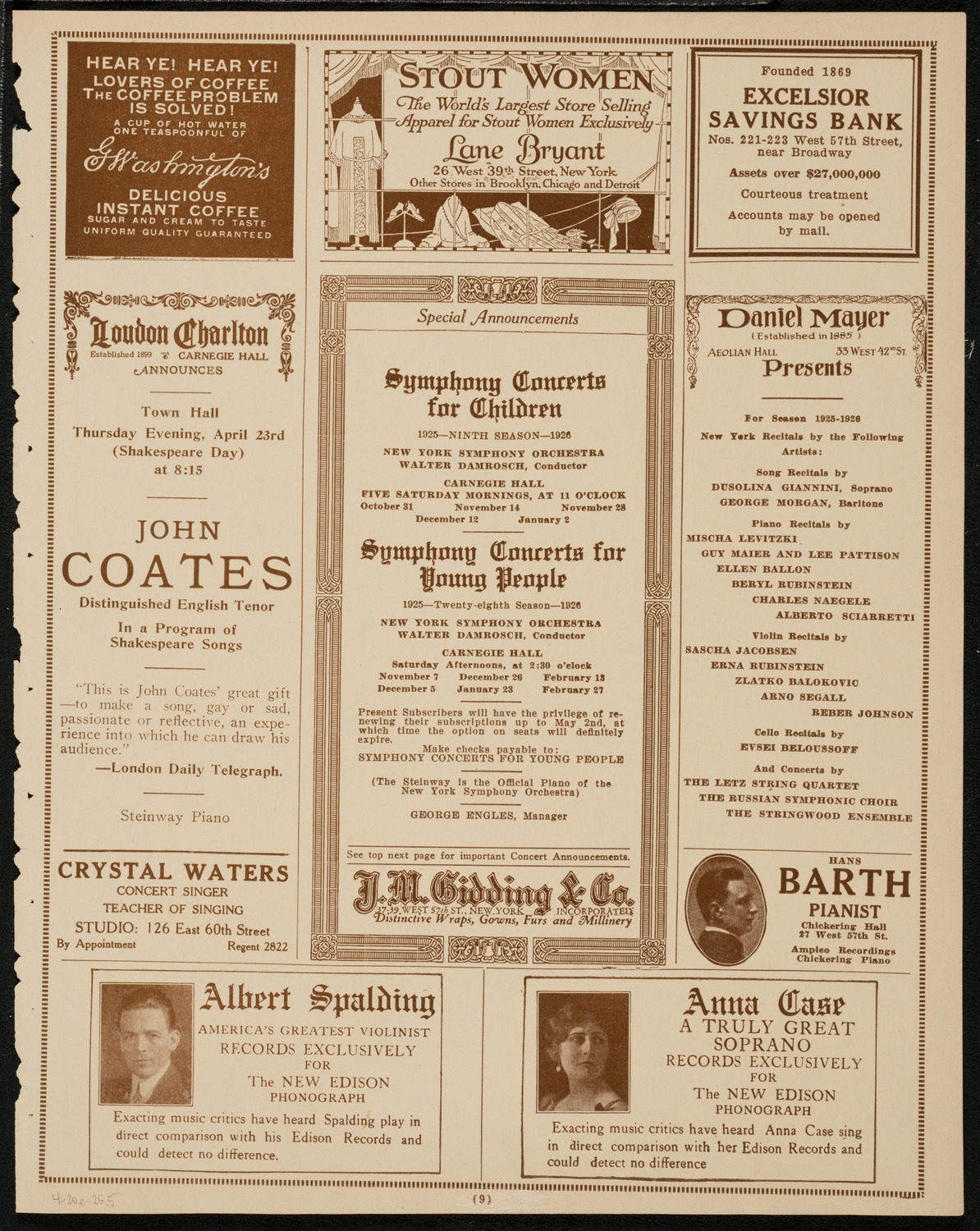 Ethyl Hayden, Soprano, April 20, 1925, program page 9