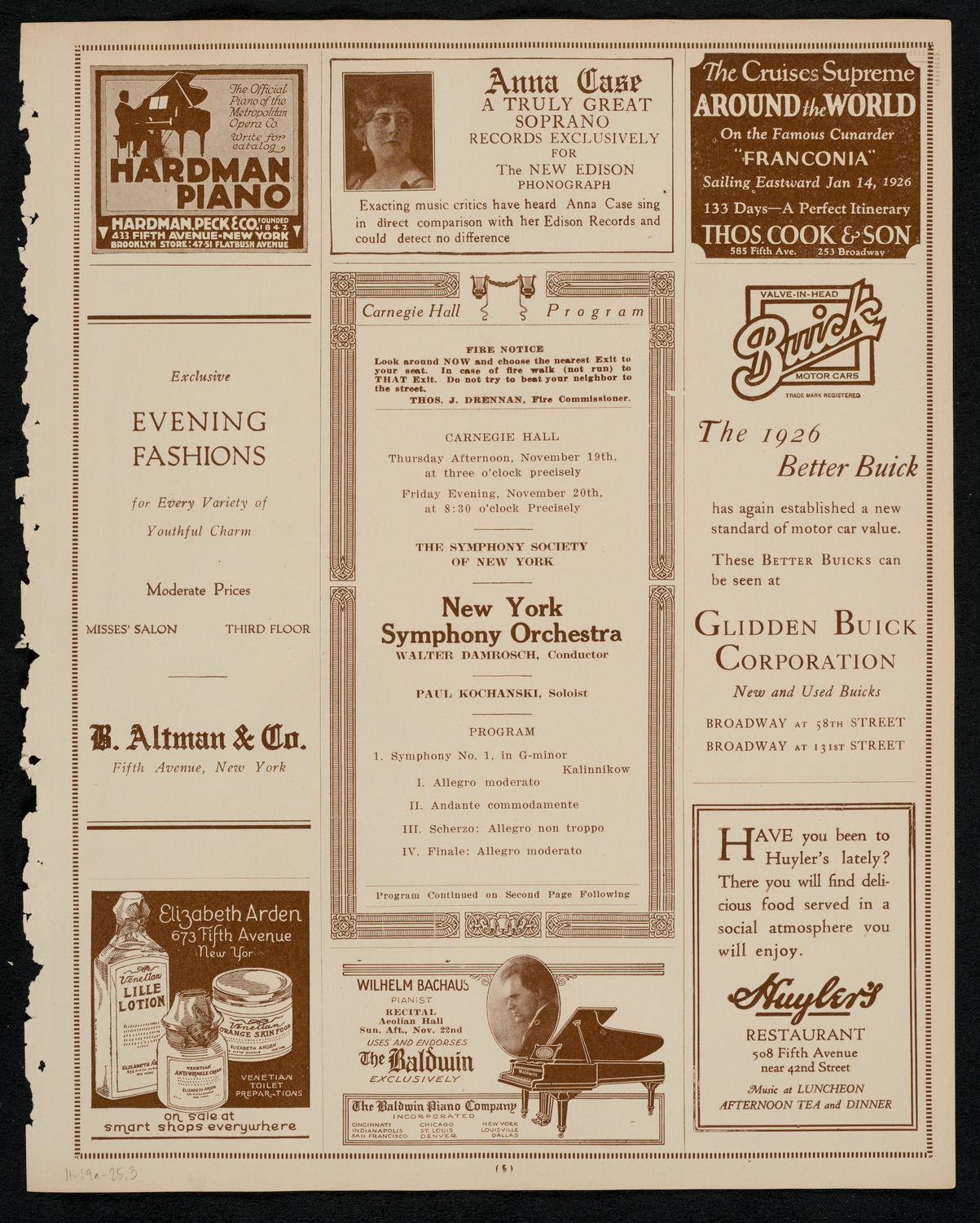 New York Symphony Orchestra, November 19, 1925, program page 5