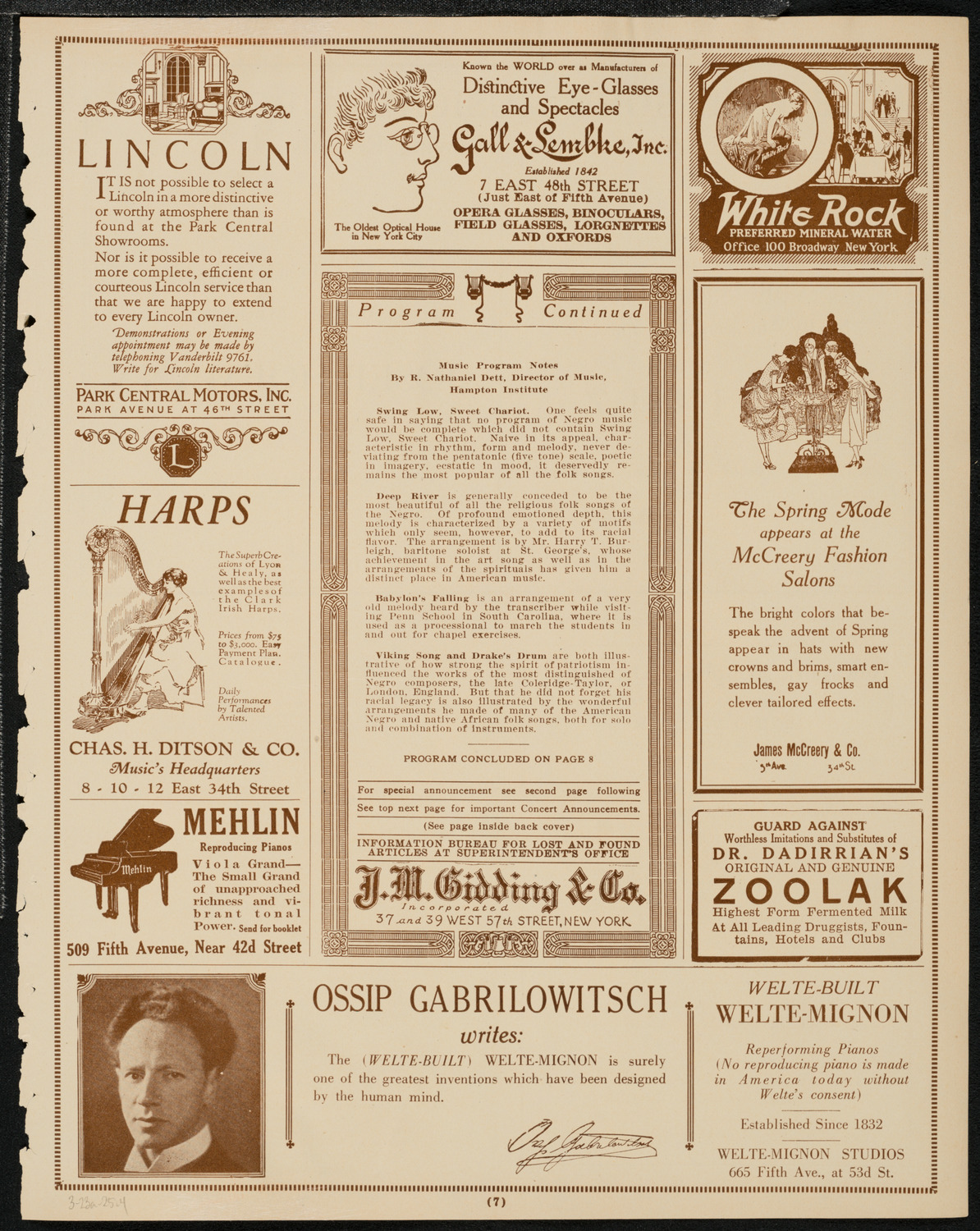 Tuskegee-Hampton Benefit Concert: Songs and Scenes from Dixie, March 23, 1925, program page 7