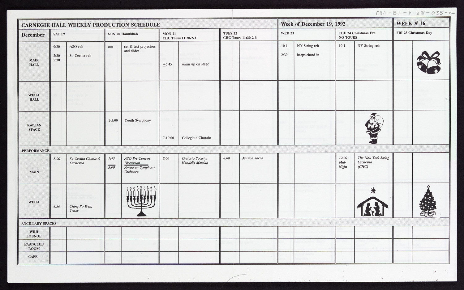 Carnegie Hall Booking Ledger, volume 38, page 35a