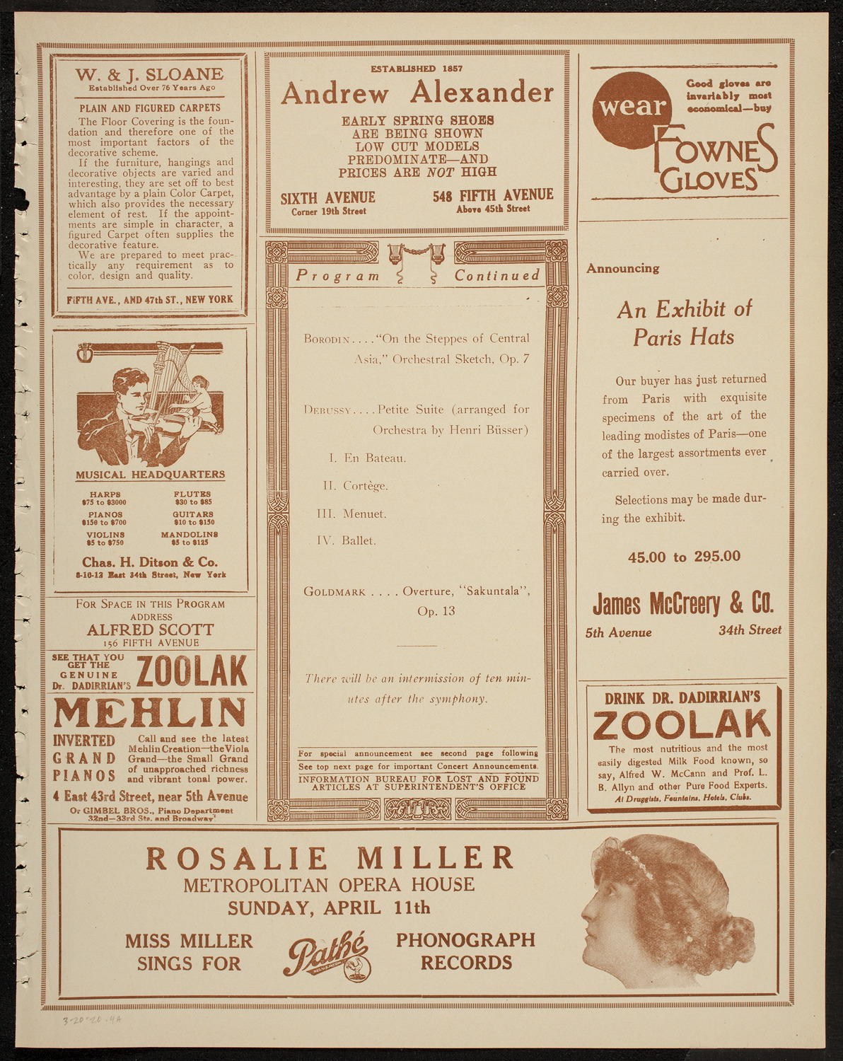 Boston Symphony Orchestra, March 20, 1920, program page 7