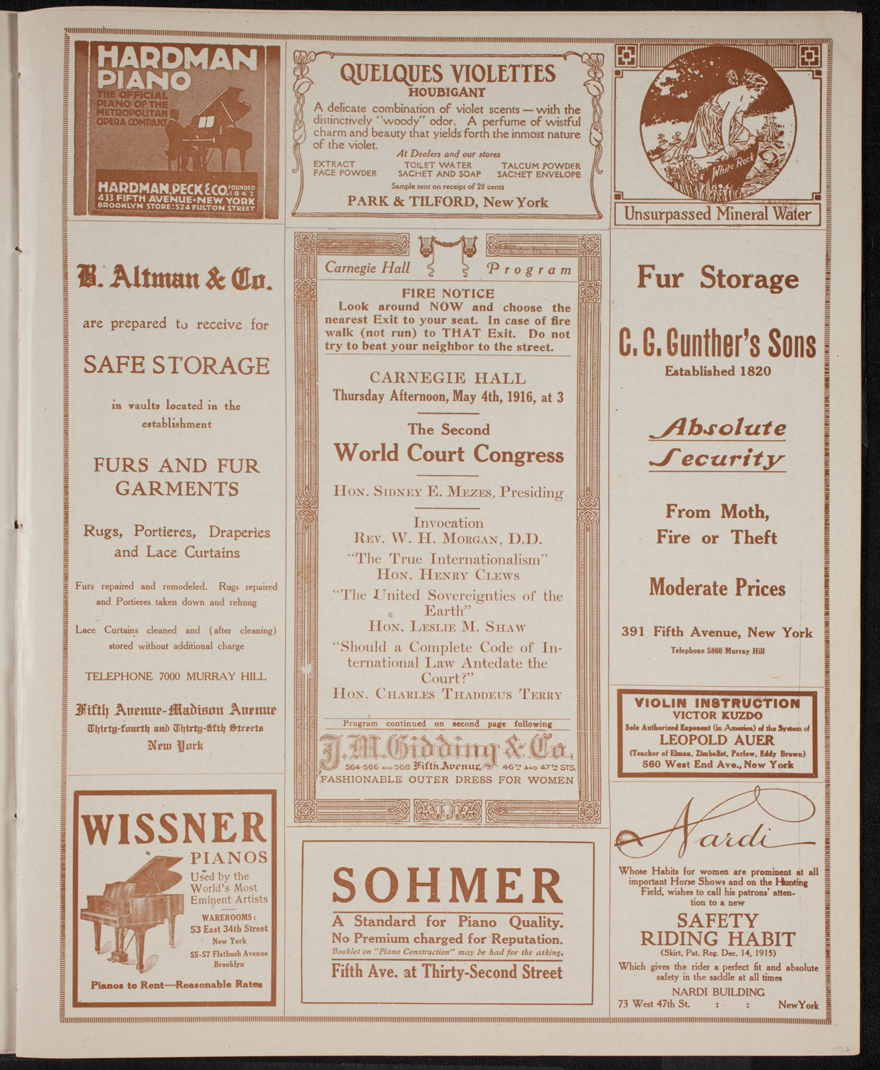 Second World Court Congress, May 4, 1916, program page 5