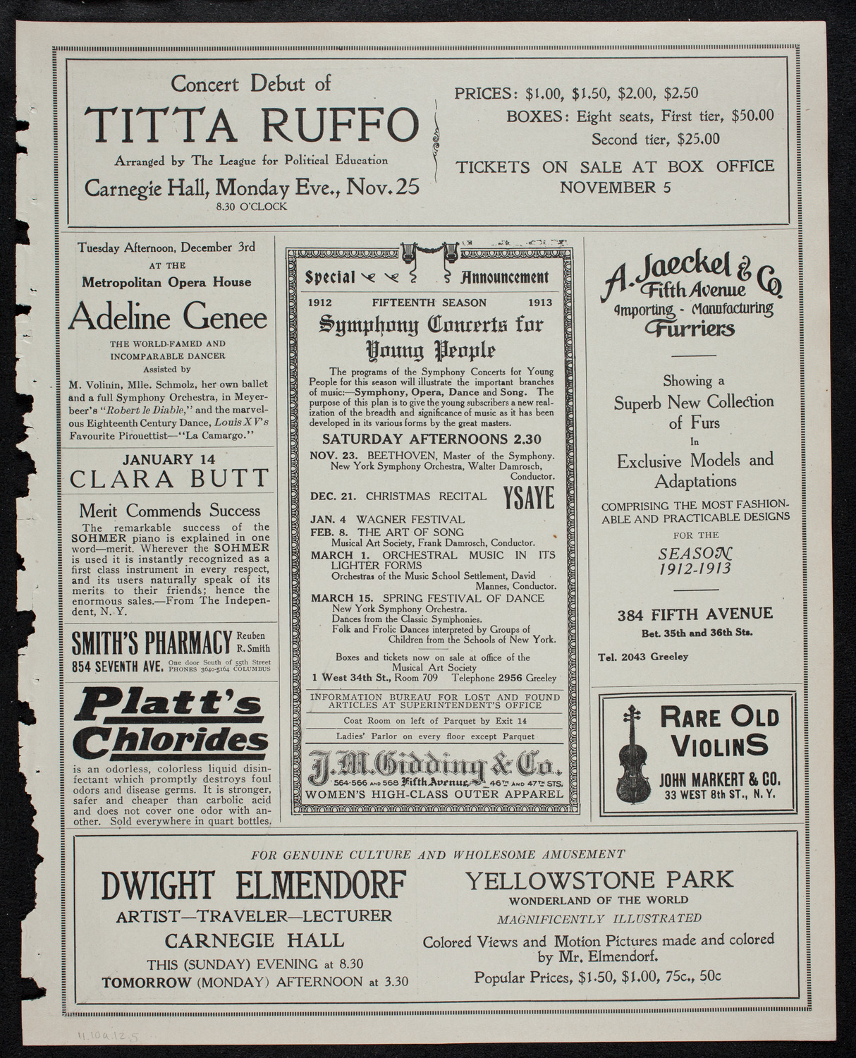Rudolph Ganz, Piano, November 10, 1912, program page 9