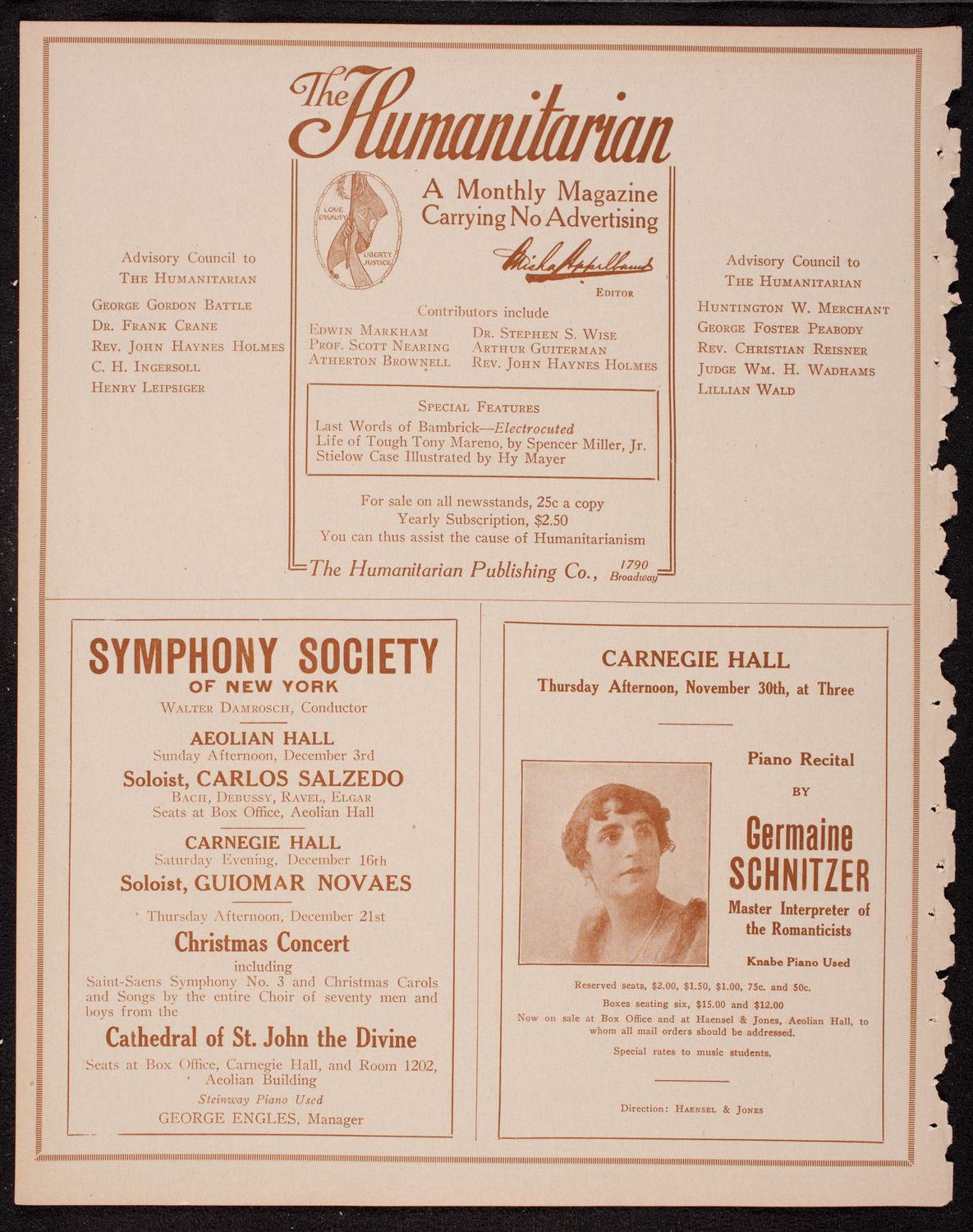 New York Symphony Orchestra, November 23, 1916, program page 8