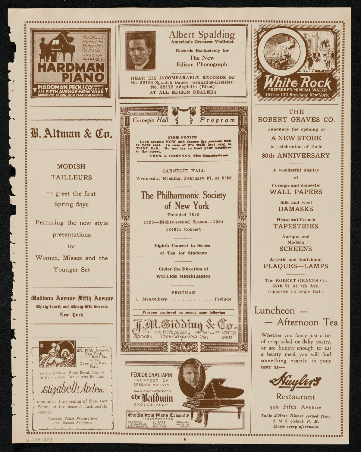 New York Philharmonic Students' Concert, February 27, 1924, program page 5