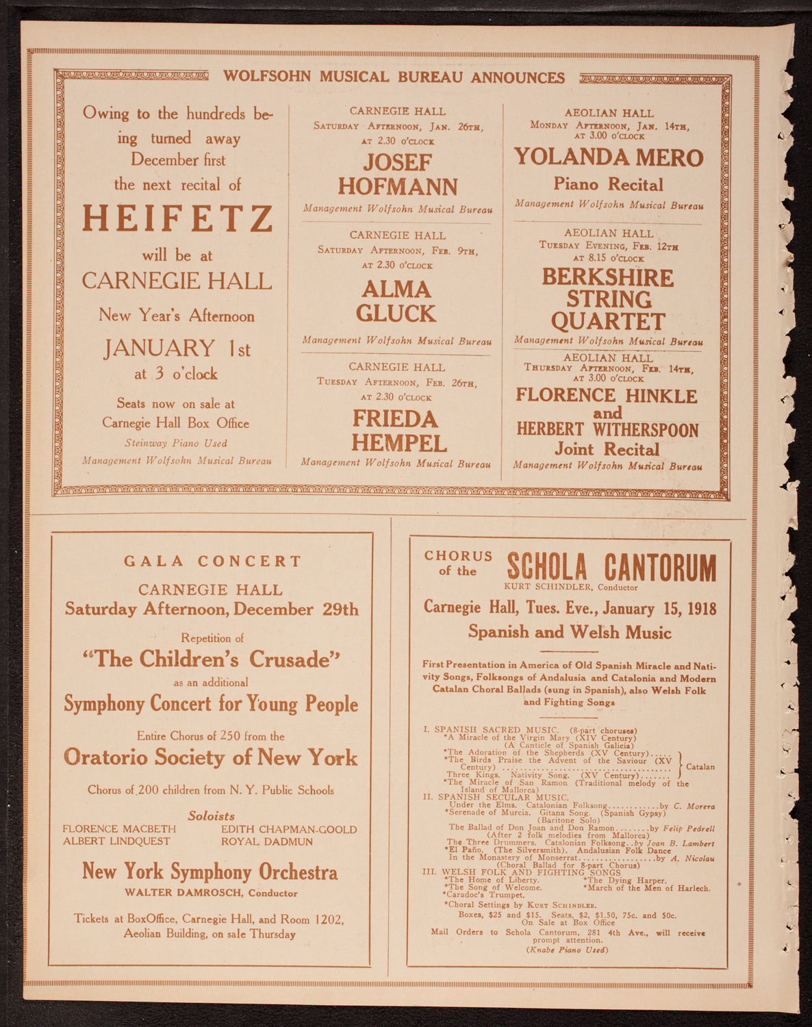 Columbia University Chorus, December 20, 1917, program page 8