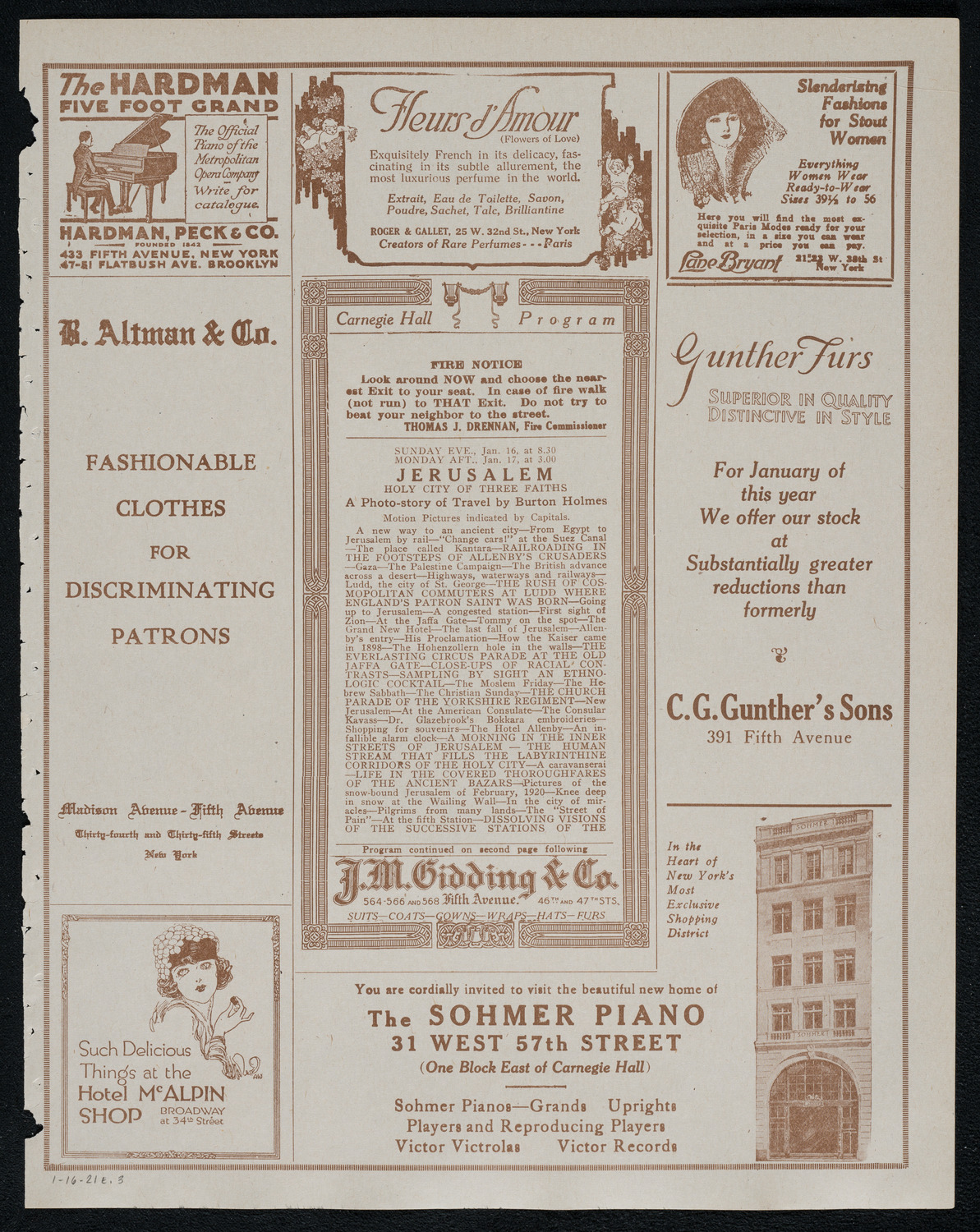 Burton Holmes Travelogue: Jerusalem, January 16, 1921, program page 5