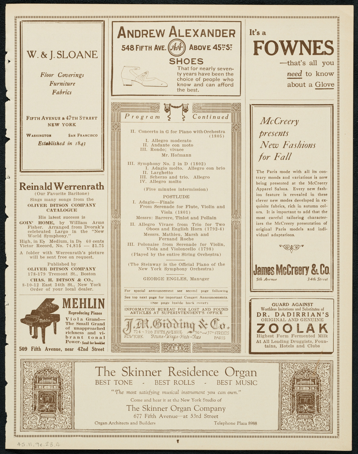 New York Symphony Orchestra: Beethoven Cycle, November 9, 1923, program page 7