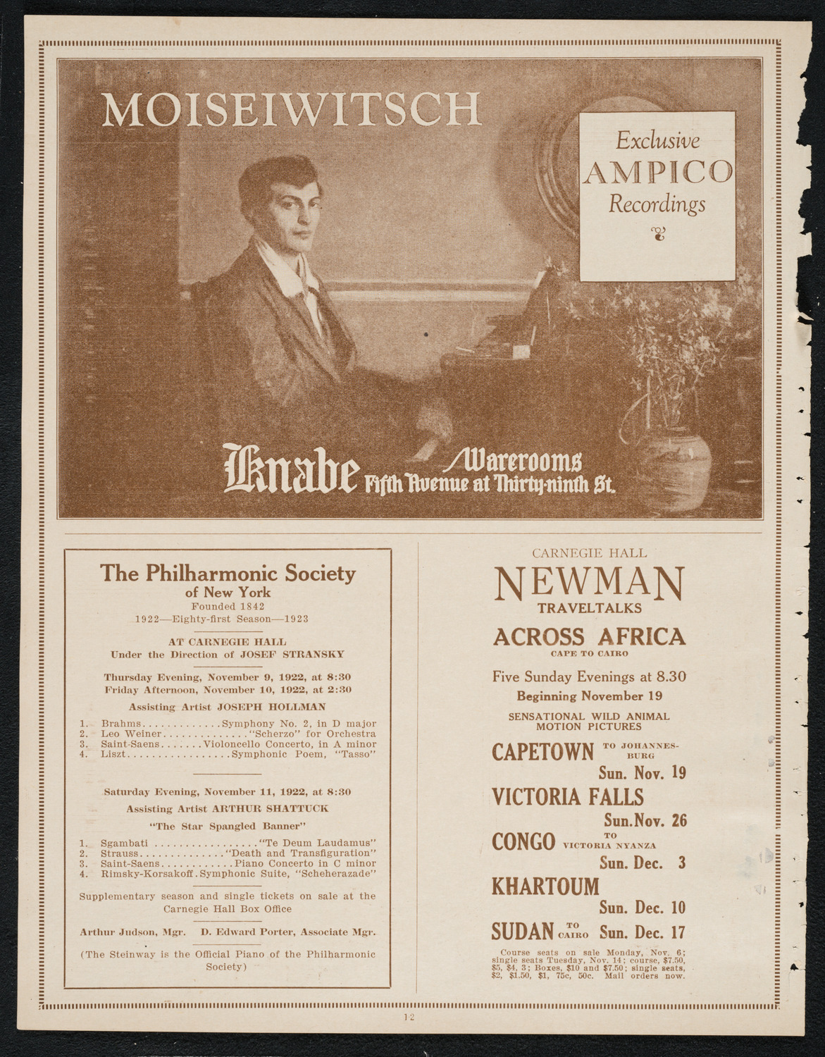 Philadelphia Orchestra, October 31, 1922, program page 12