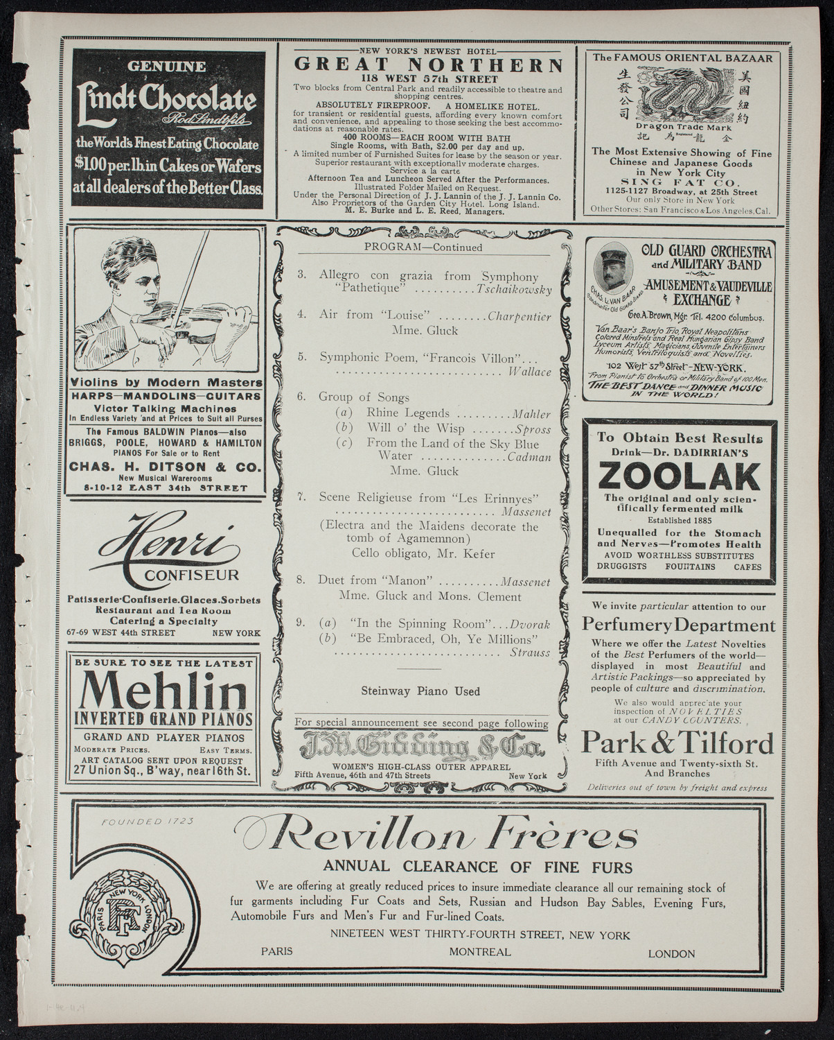 New York Symphony Orchestra: Benefit for the Council of Jewish Women, New York Section, January 14, 1911, program page 7