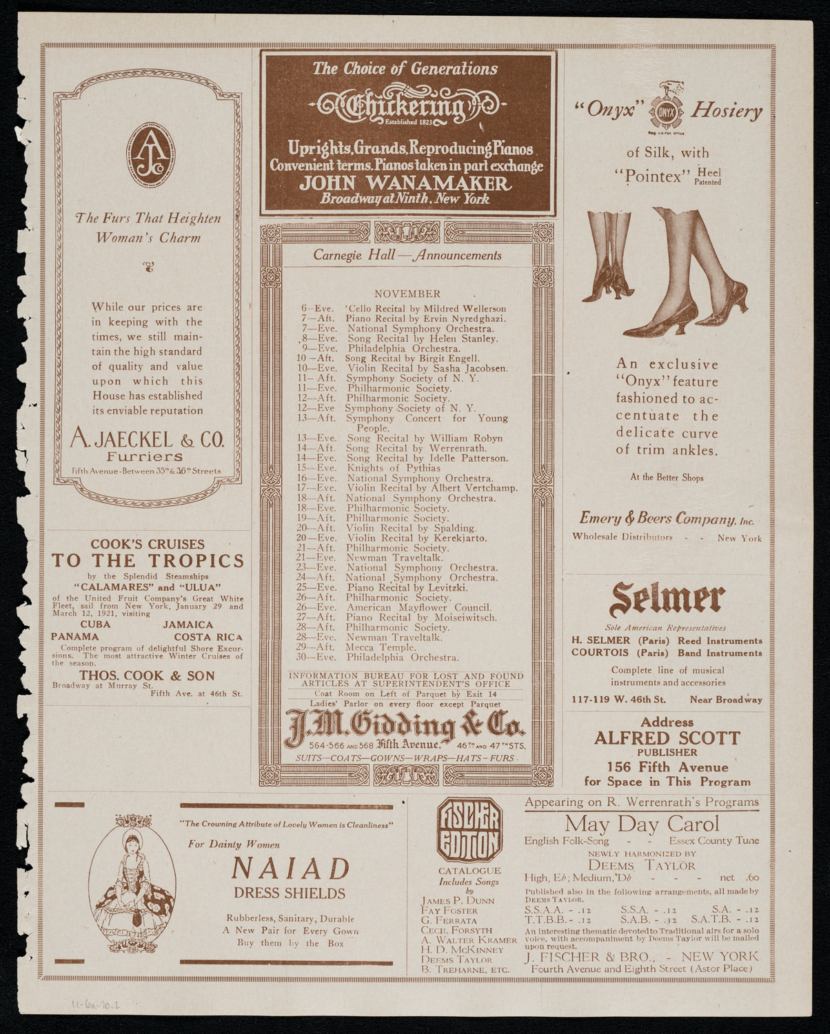Boston Symphony Orchestra, November 6, 1920, program page 3