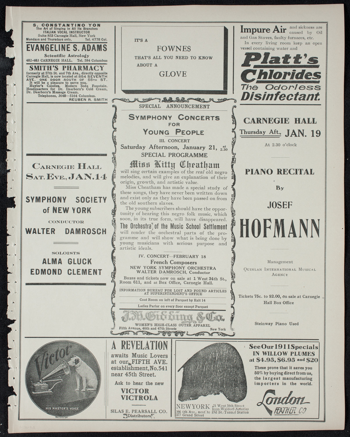 Boston Symphony Orchestra, January 12, 1911, program page 9