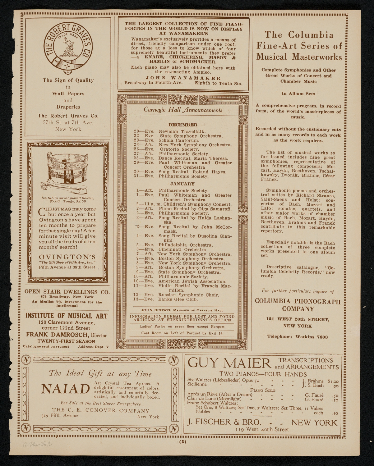 State Symphony Orchestra of New York, December 20, 1925, program page 3