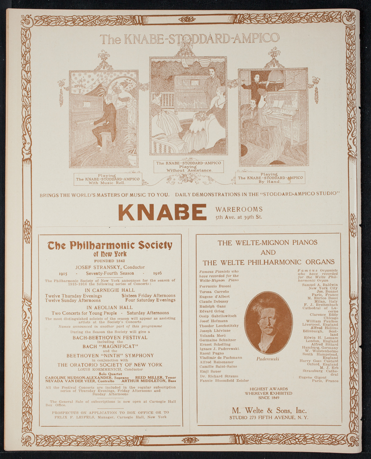 Ignacy Jan Paderewski, Piano, October 23, 1915, program page 12