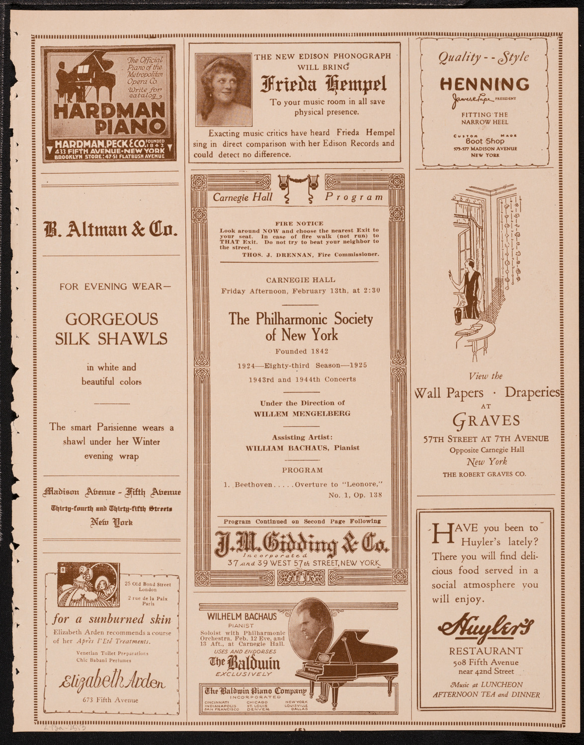 New York Philharmonic, February 13, 1925, program page 5