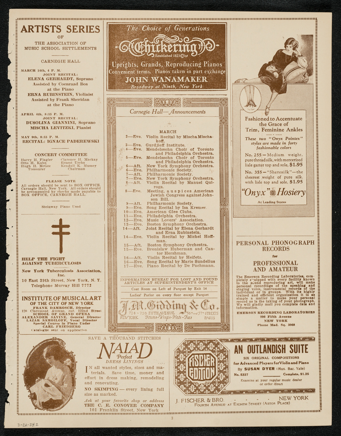 Albert Spalding, Violin, March 2, 1924, program page 3