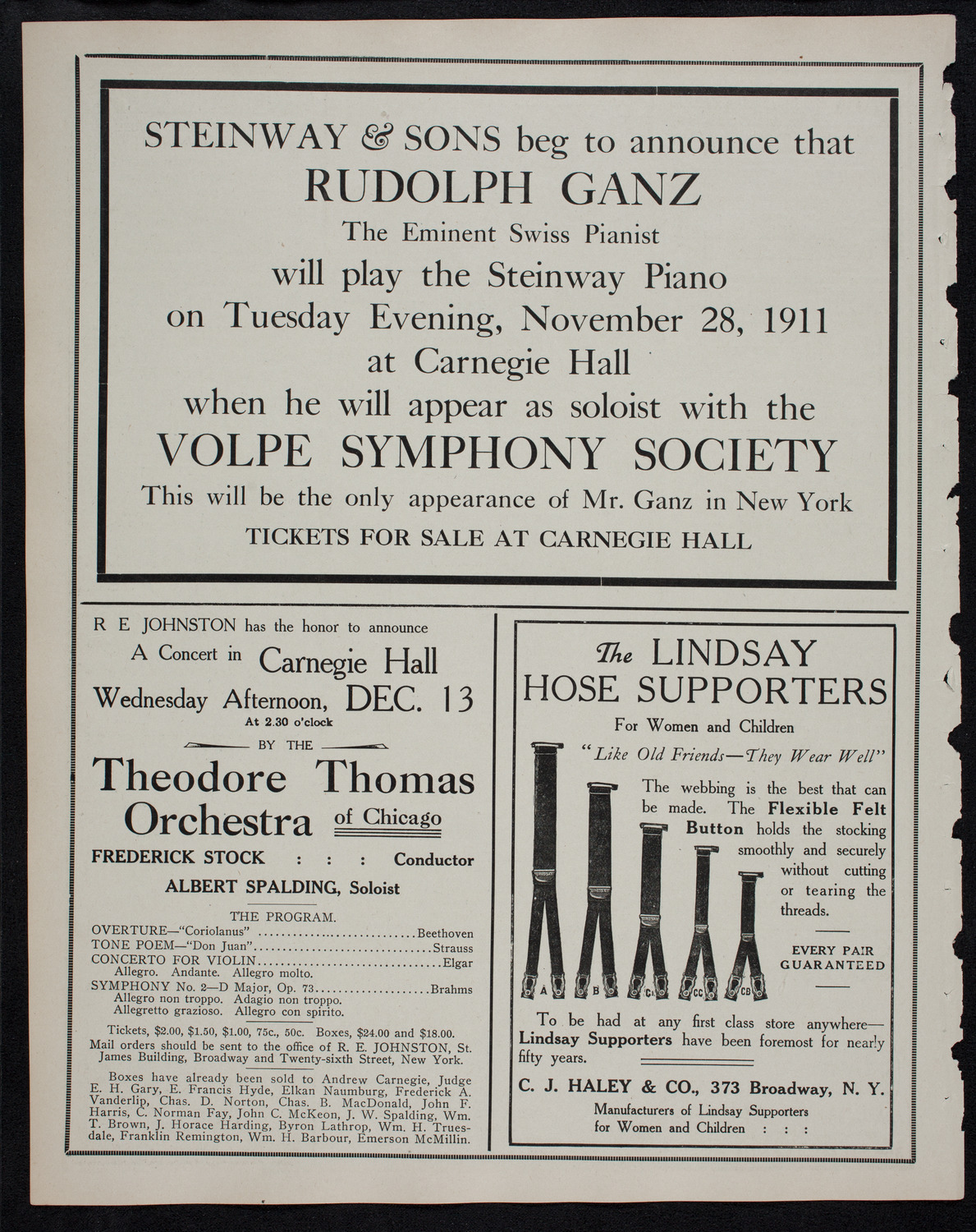 New York Philharmonic, November 26, 1911, program page 4