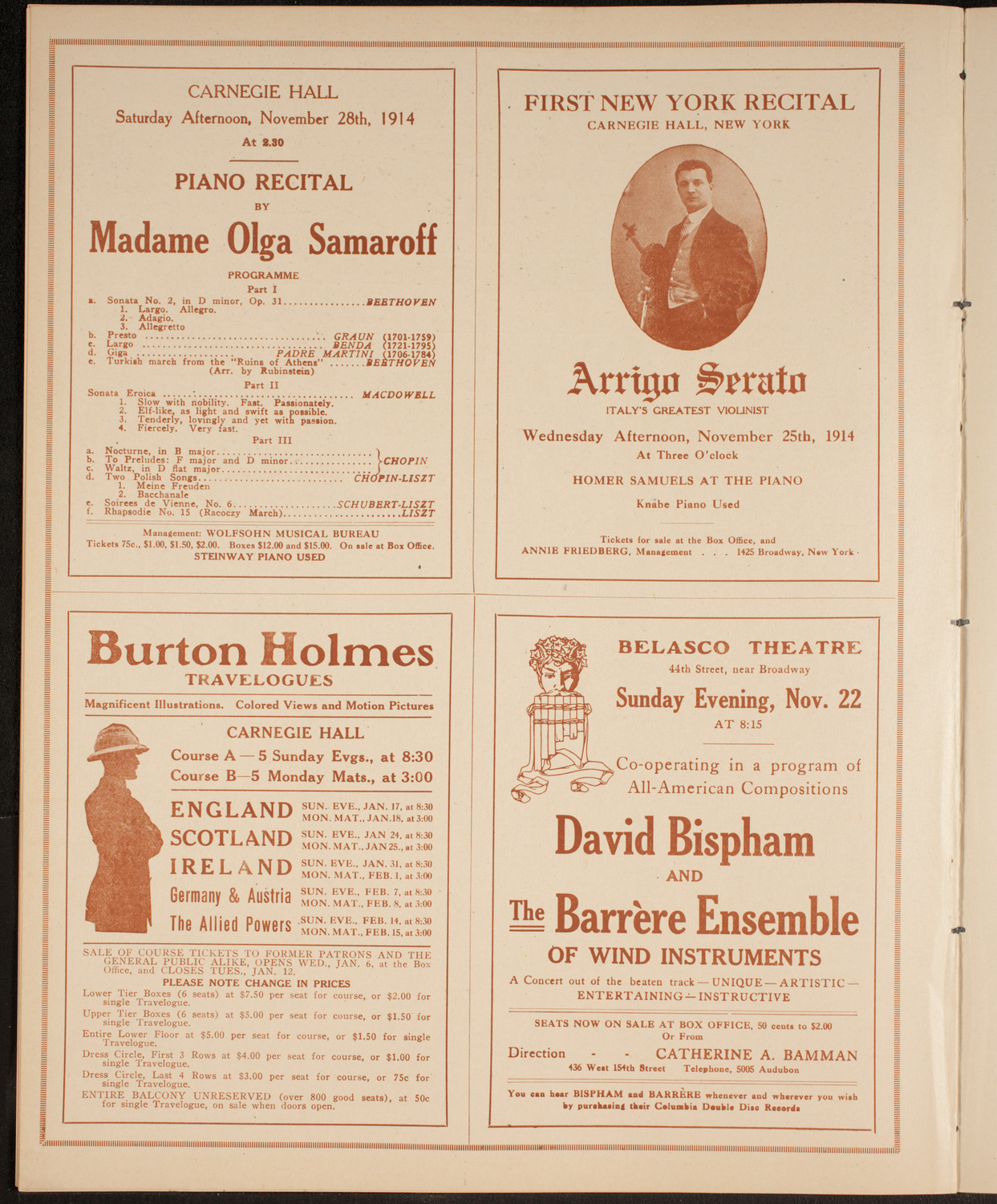 John McCormack, Tenor, November 22, 1914, program page 10