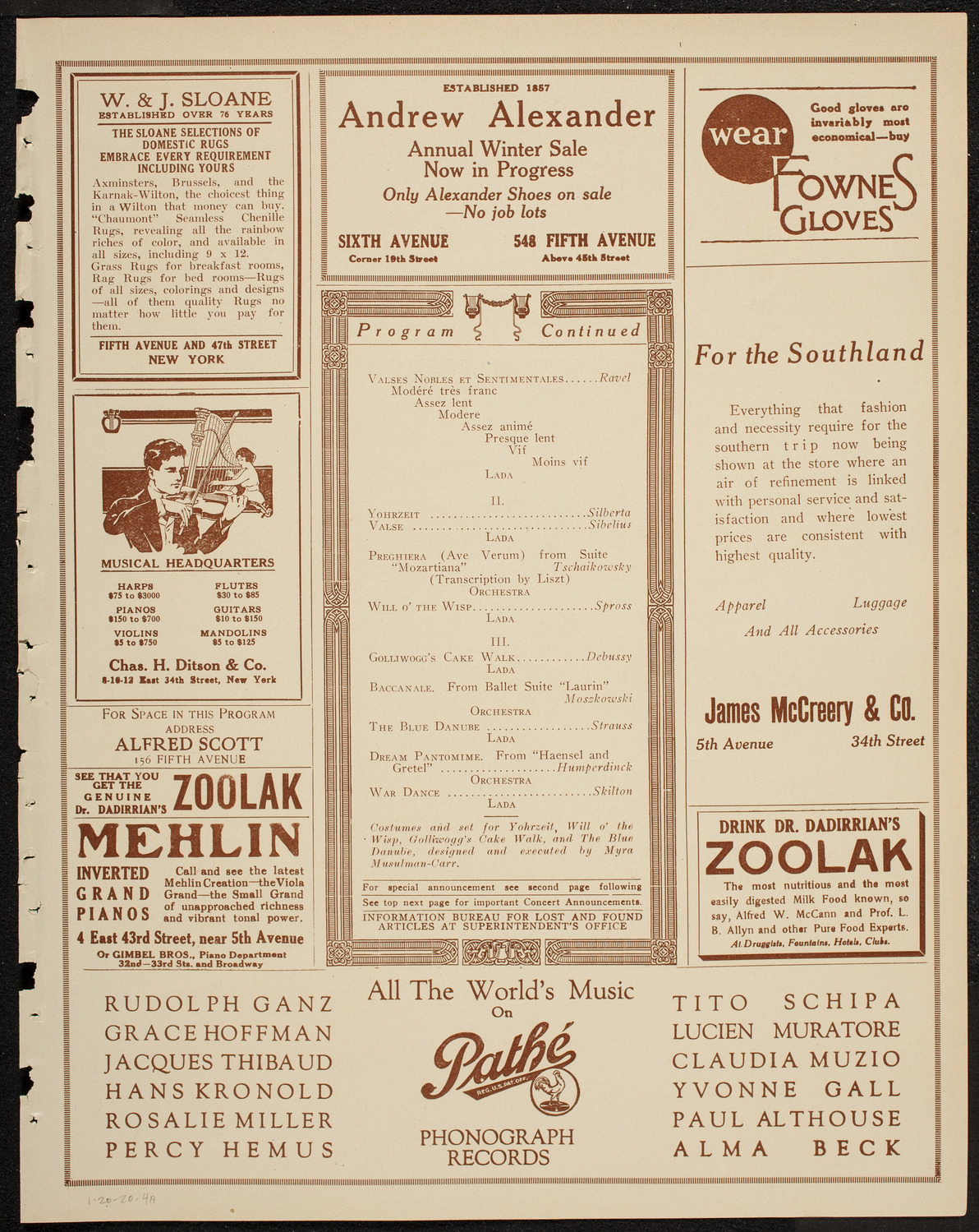 Lada (Concert Dancer) with Symphony Orchestra, January 20, 1920, program page 7