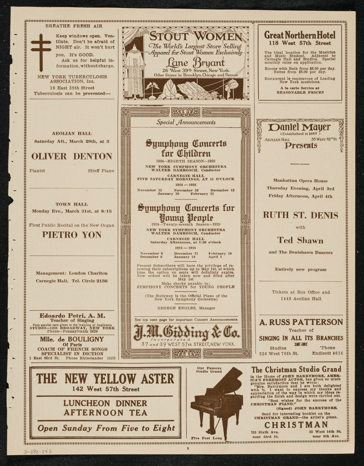 New York Symphony Orchestra, March 28, 1924, program page 9