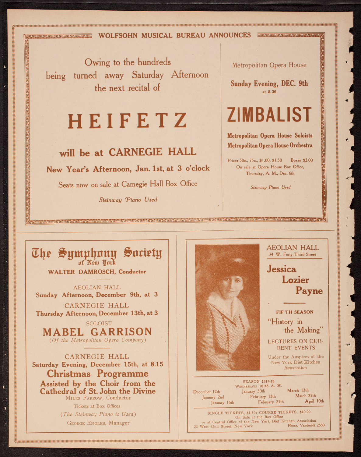 New York Philharmonic, December 8, 1917, program page 8