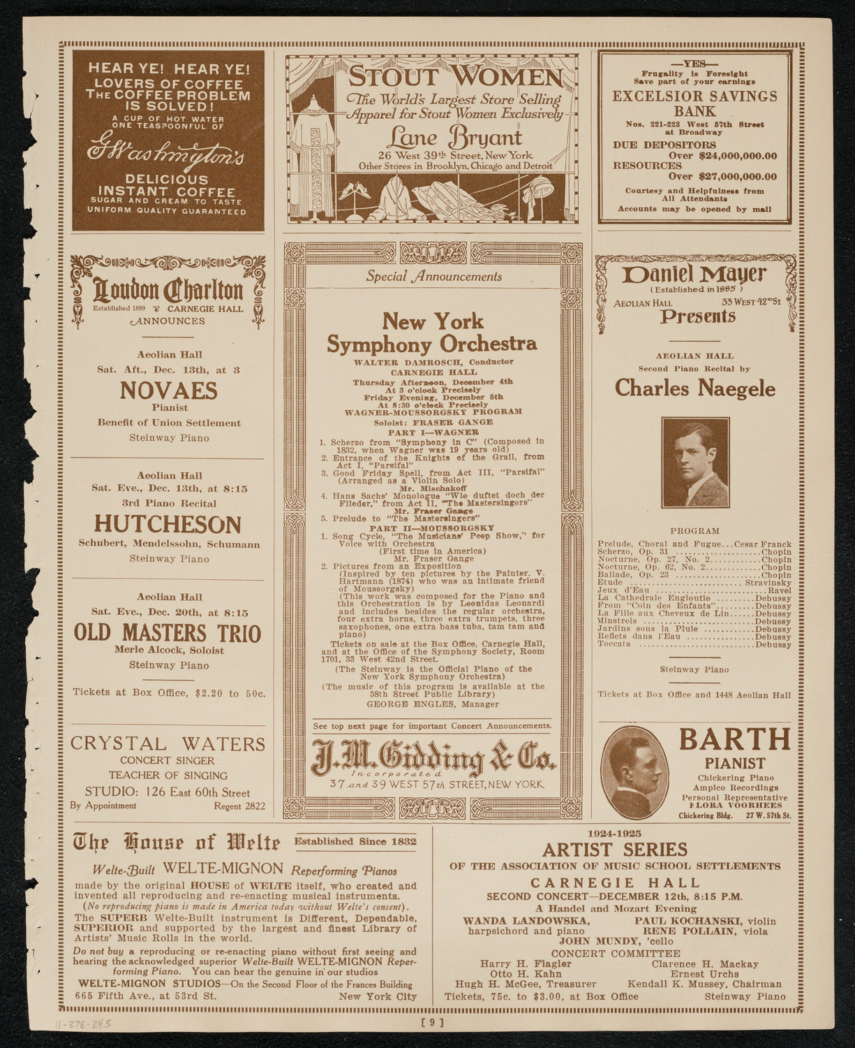 Boston Symphony Orchestra, November 27, 1924, program page 9