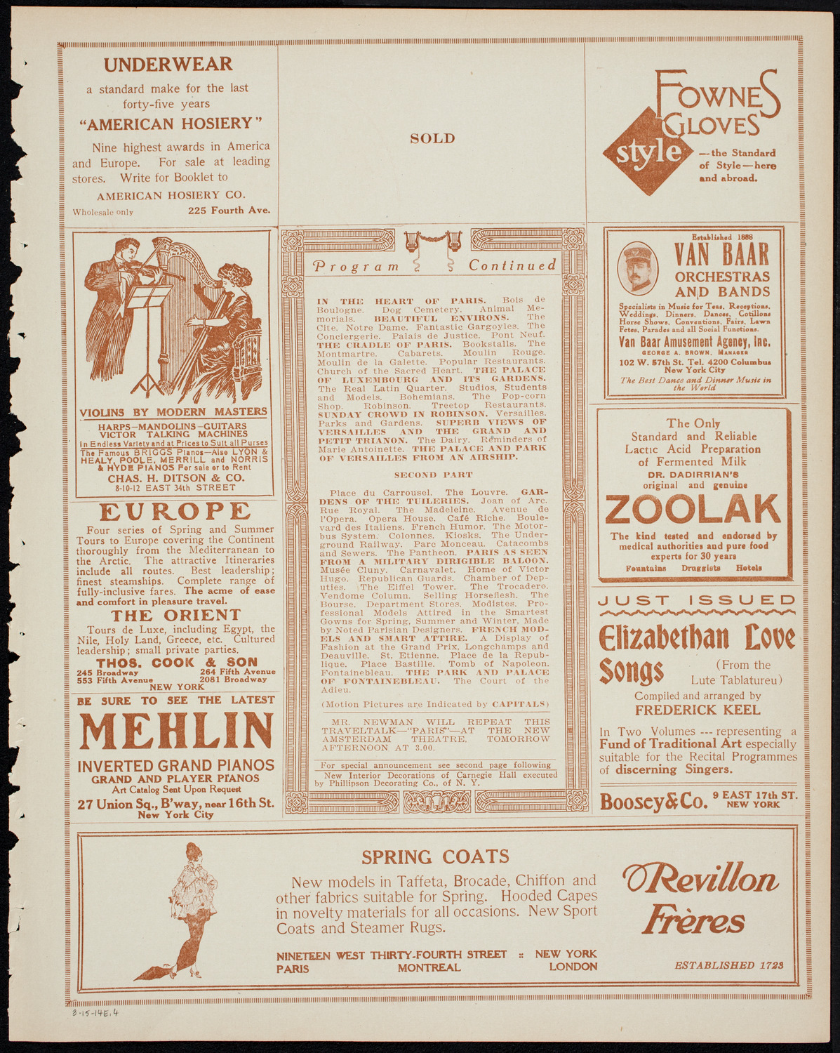 Newman Traveltalks: Paris, March 15, 1914, program page 7